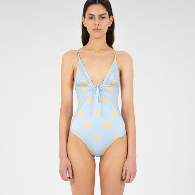Costume da bagno blu con stampa solare Illusion