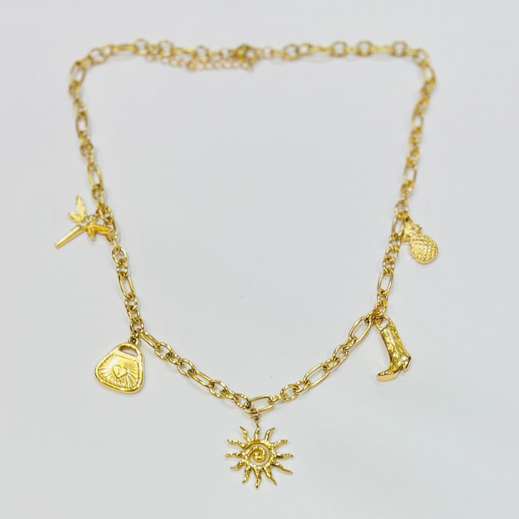 Edelstahlkette mit Libellen- und Sonnenanhängern