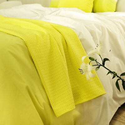 Plaid Gaufré 100% coton Jaune