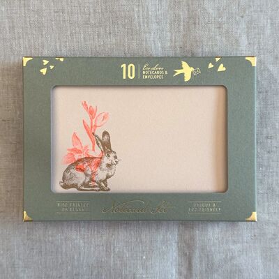 Lot de cartes de vœux / Impression Riso / Lapin avec jonquille / durable