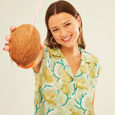 Camisa Tirantes Lime Flowers