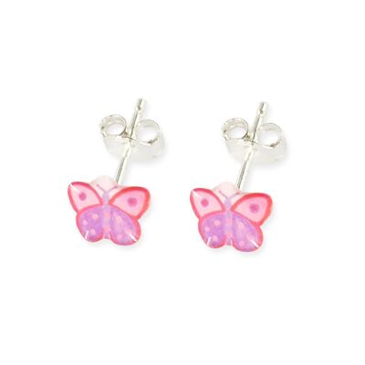 Children's Girls Jewelry - 925 silver butterfly stud earrings