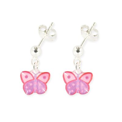 Children's Girls Jewelry - 925 silver butterfly dangling earrings
