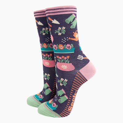 Calzini da donna in bambù - Blu navy, giardinaggio