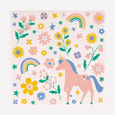 20 servilletas de papel: Hada Unicornio