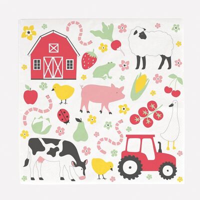 20 servilletas de papel: Animales de granja