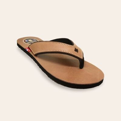 CENTURI Brown Vegetable Tanned Leather Sandals / Flip Flop