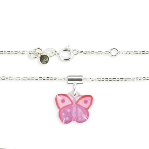 Bijoux Enfants Filles - Collier Pendentif et chaîne argent 925 papillon