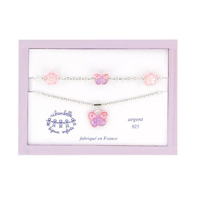 Children's Girls Jewelry - 925 silver butterfly chain box