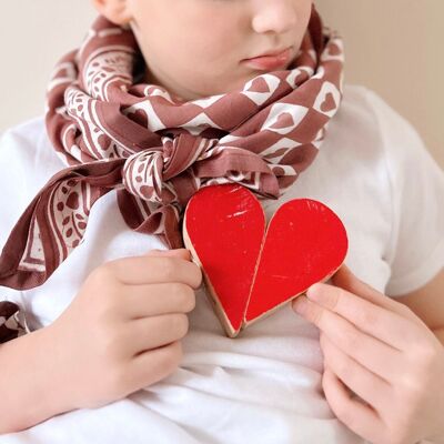 Foulard Adulte Coeur Prune 100 cm