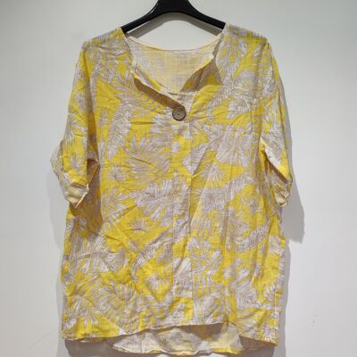 LISA Palm Tree Blouse with Buttons - PE25