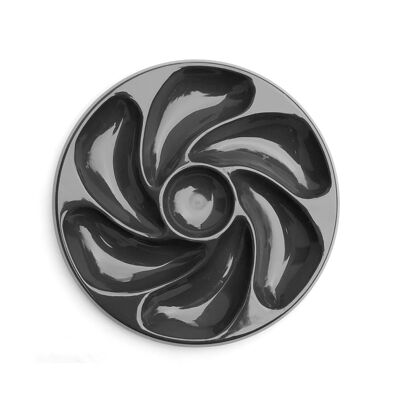 Assiettes pour 6 huîtres gris anthracite x10