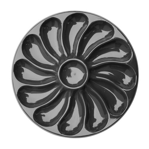 Assiettes pour 12 huîtres gris anthracite x10