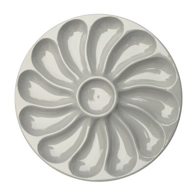 Assiettes pour 12 huîtres gris clair x10