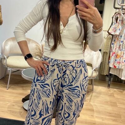 Pantaloni fluidi OASIS con stampe tropicali e vegetali