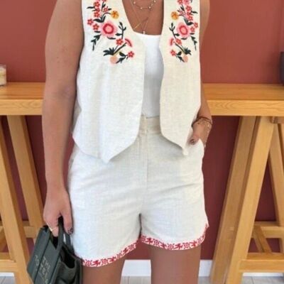 Ensemble d'été veste et short FLORINE à fleurs
