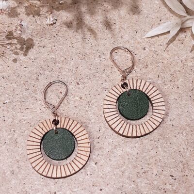 Bulle - Wood and Cactus Leather Earrings