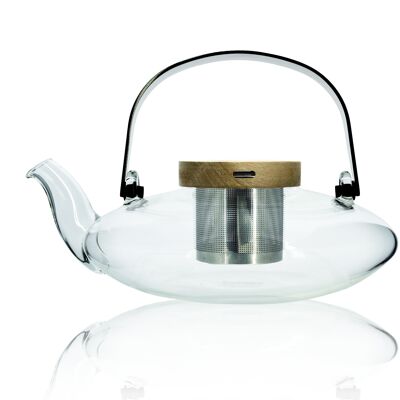 Sophia teapot in borosilicate glass and acacia lid 500ml