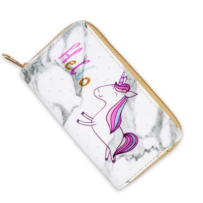 [PG26-3] Cartera de mármol Hello Unicorn