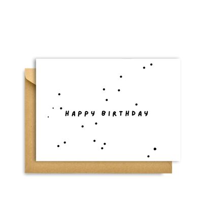 TARJETA DE FELIZ CUMPLEAÑOS CON PUNTOS, Tarjeta de felicitación Hygge Cards C6: Simplicidad y calidez escandinavas para amantes del minimalismo, la naturaleza y los placeres sencillos.