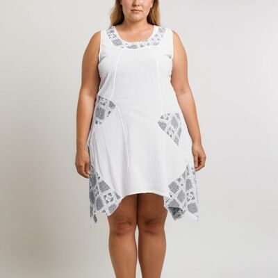 Tunica in lino bianco/cocco taglia comoda (A583)