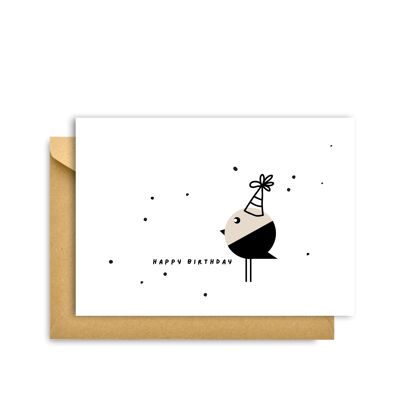 Carte d'anniversaire « Robin Bird », carte de vœux Hygge Cards C6 – Simplicité et convivialité scandinaves pour les amoureux du minimalisme, de la nature et des plaisirs simples