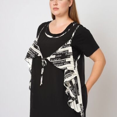 Conjunto de top blanco estampado + camiseta de talla grande (A675)
