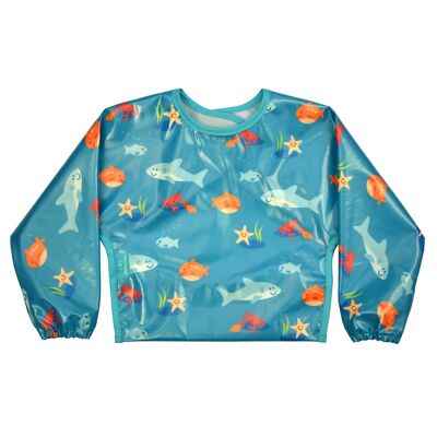 Wipeezee Bib with Sleeves - Turquoise Sea Creatures