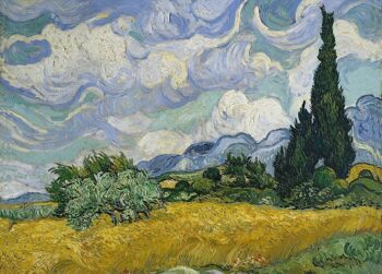 Affiche van Gogh - Champ de blé avec cyprès 1