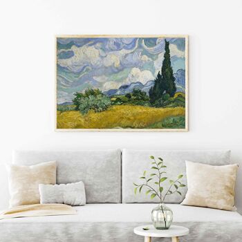 Affiche van Gogh - Champ de blé avec cyprès 2