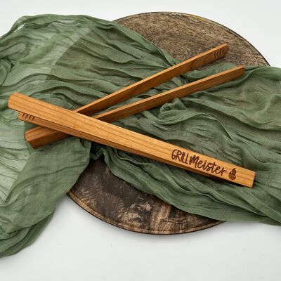 Grillmeister | Cherry wood grill tongs with personalized engraving