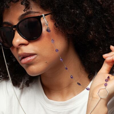 Nicla – Amethyst And Silver Dainty Acrylic Glasses Chain