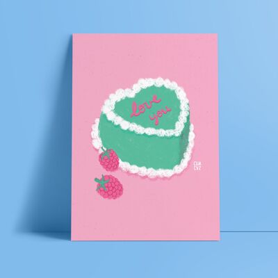Pastel bento | Póster de repostería, cocina, amor, San Valentín, Día de la Madre.