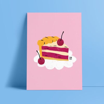 Pastel de cerezas | Póster de pastelería, cocina, comida, lindo.