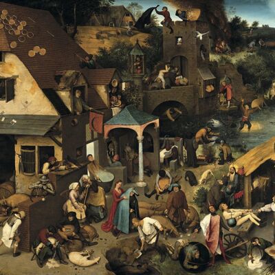 Poster Pieter Brueghel - Nederlandse Spreekwoorden