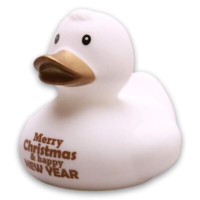 Canard en caoutchouc Joyeux Noël et Bonne Année - blanc - canard en caoutchouc