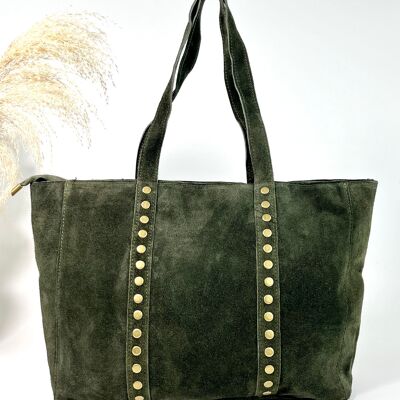 BOLSO GRANDE HÈLÉNE DE NOBUCK CON TACHUELAS, ULTRA MODA