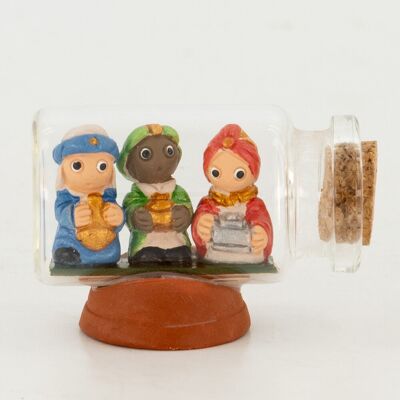 Mini bouteille de crèche faite à la main, Rois mages, produit équitable