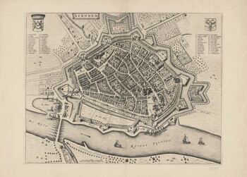Affiche Carte Historique Arnhem - Plan De La Ville 1652 1