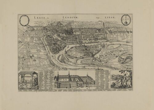 Poster Historische Kaart Luik - Stadsplattegrond 1728
