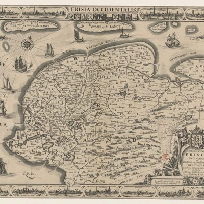 Poster Mappa storica Frisia - Mappa 1665