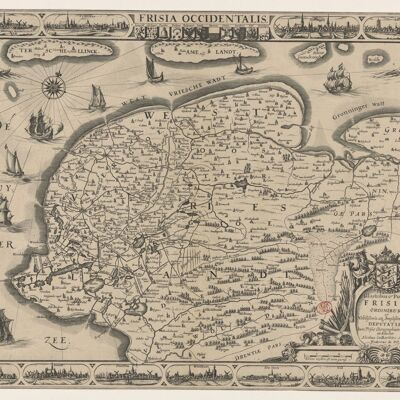 Poster Historische Kaart Friesland - Plattegrond 1665