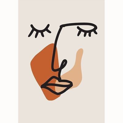 Poster Abstrakte feine Linie Closed Eyed Woman