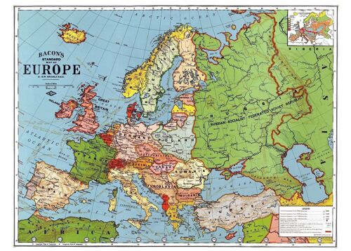 Poster Historische Kaart Europa - Plattegrond 1923