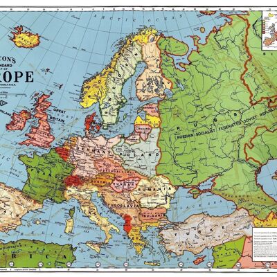 Poster Historische Kaart Europa - Plattegrond 1923