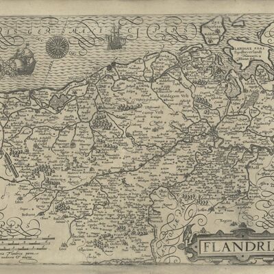 Affiche Carte Historique des Flandres - Carte 1648
