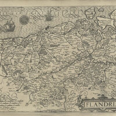 Poster Historische Kaart Vlaanderen - Plattegrond 1648