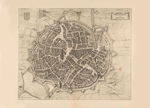 Poster Historische Kaart Mechelen - Stadsplattegrond 1728