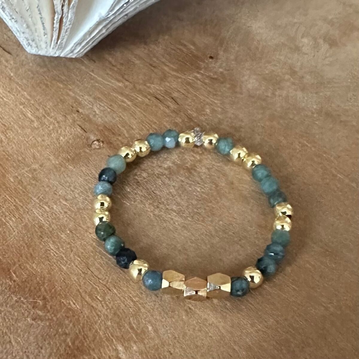 Ring in semi-precious stones and gilded silver - Zohra