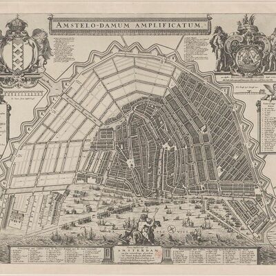 Póster Mapa histórico de Amsterdam - Mapa de la ciudad 1682